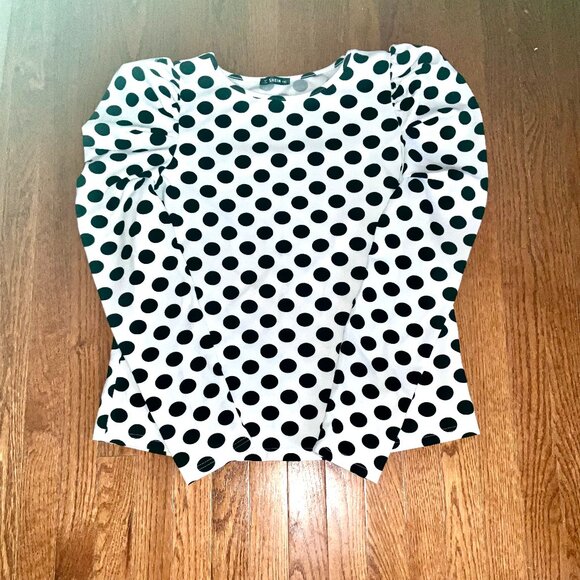 Black And White Polka Dot Blouse - Picture 2 of 4